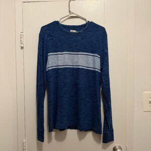 Faherty Men's Long Sleeve Blue Surf Stripe T-Shirt Size Medium.